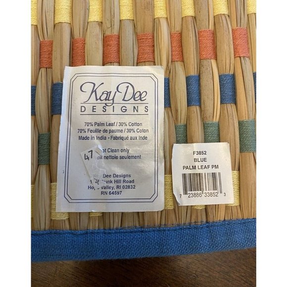 Set of 4 Wicker Kay Dee Designs Placemats Blue Border - Picture 2 of 5